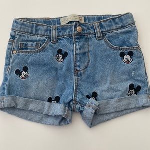 Zara little girl Mickey Mouse denim shorts